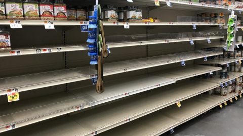 empty grocery shelves corona