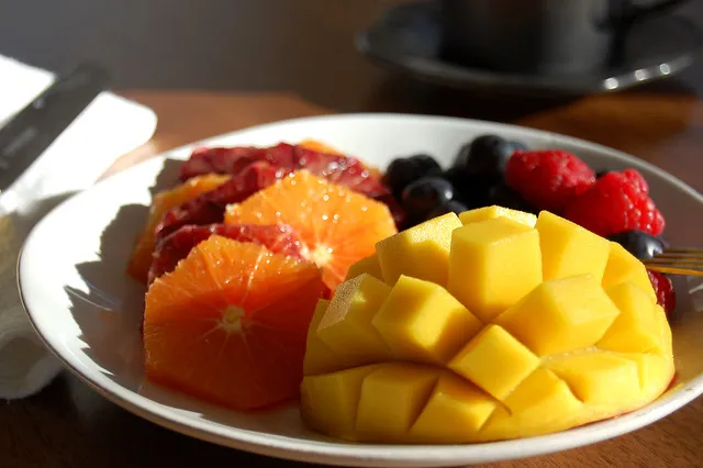 table cut fruit arrangement