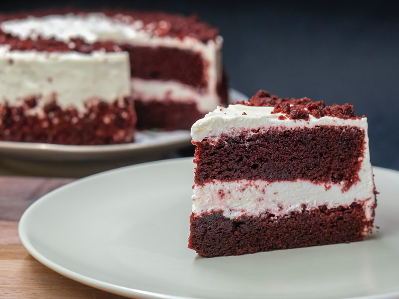 red velvet cake slices on plate