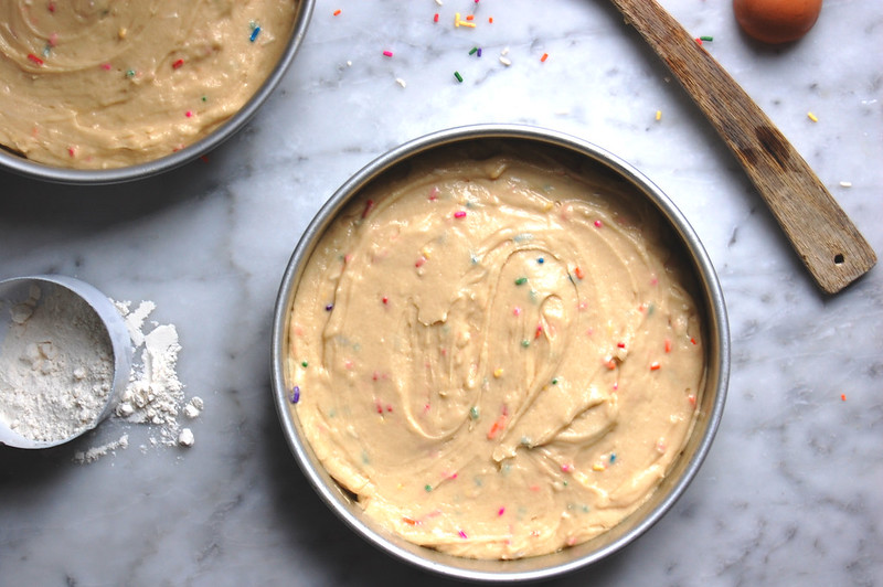confetti cake batter with rainbow sprinkles