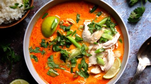 Thai Red Curry Chicken With Coconut Milk and Vegetables