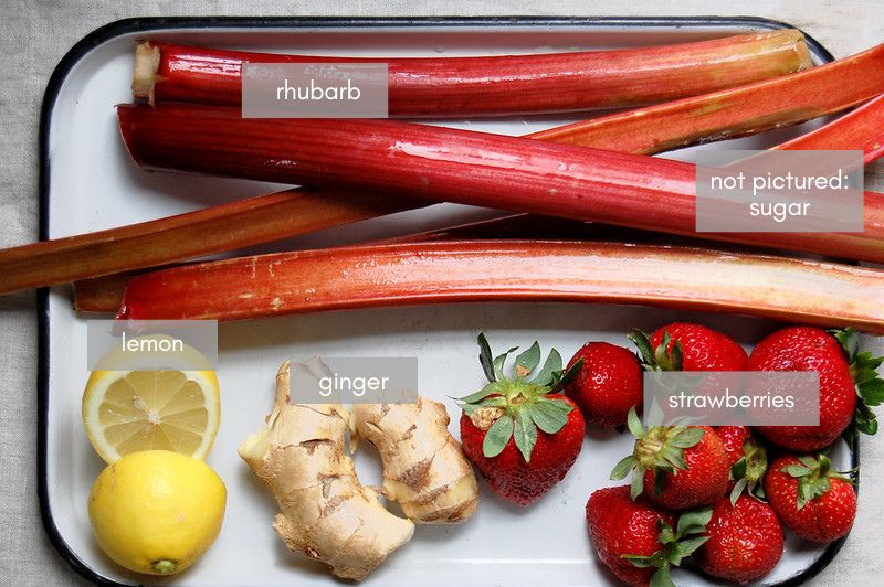 strawberry rhubarb jam ingredients