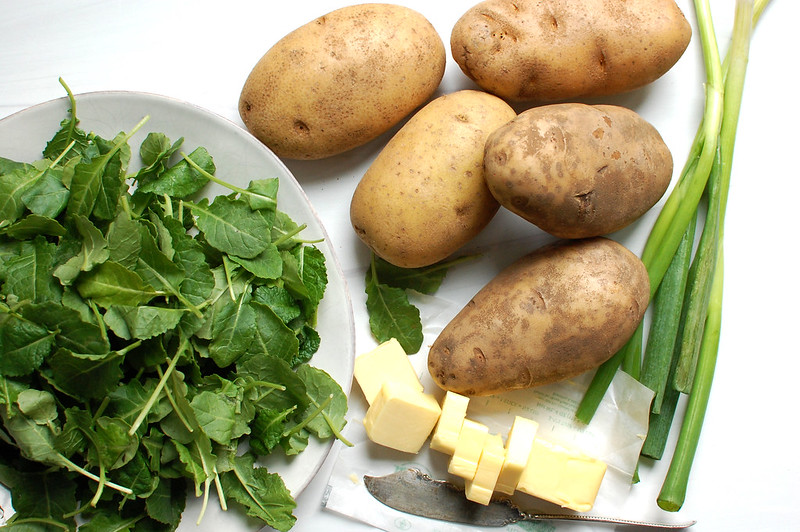 ingredients for traditional Irish colcannon