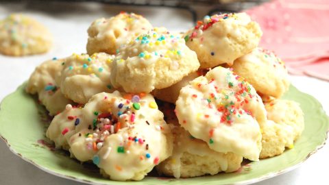 Italian ricotta cookies with sprinkles and glaze