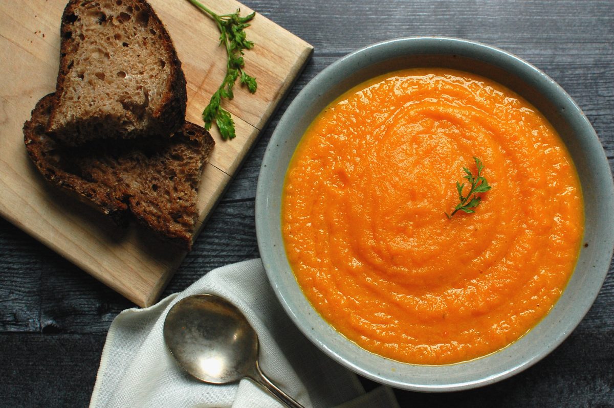 ginger carrot soup in bowl