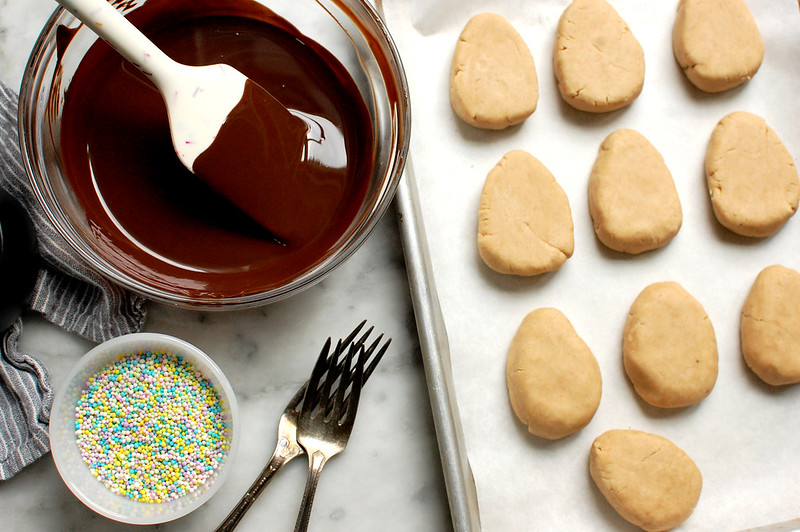 chilled peanut butter egg dough before dipping in chocolate