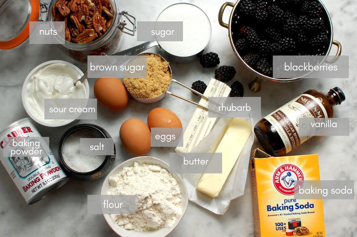 ingredients for baking blackberry coffee cake recipe