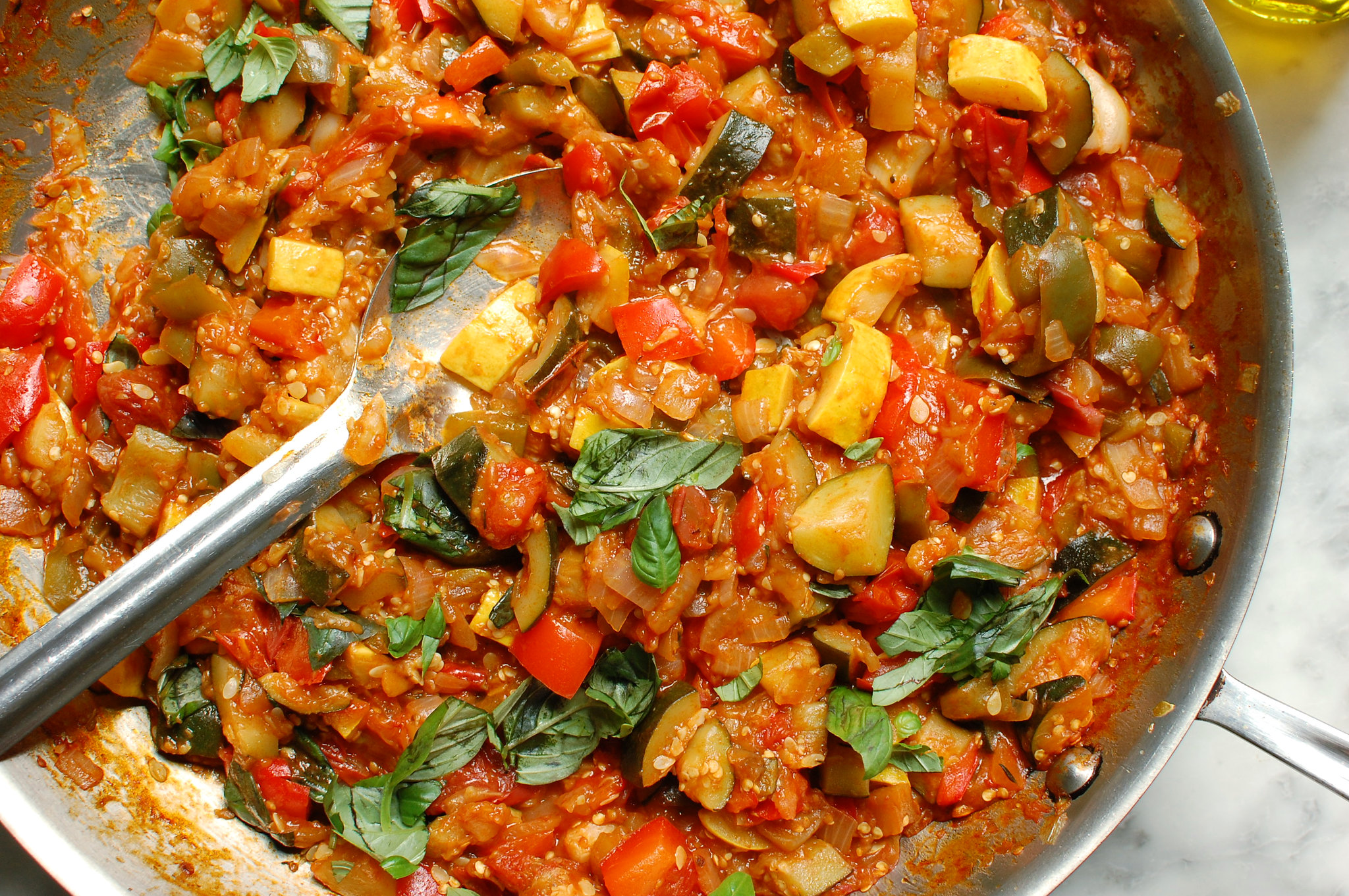 cooked french ratatouille in skillet
